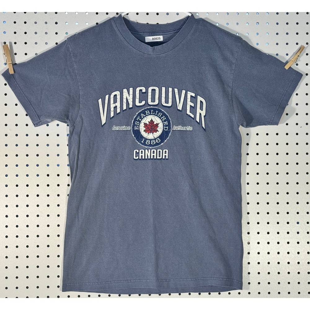 Eco Dye Vancouver Canada Graphic T-Shirt Mens Small Blue Vintage Style Souvenir